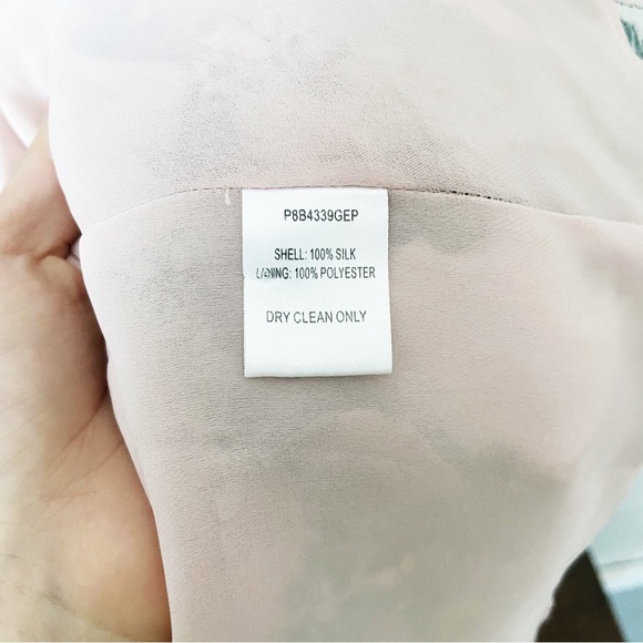 Parker silk light pink & black floral print tiered dress 4 - Picture 5 of 8